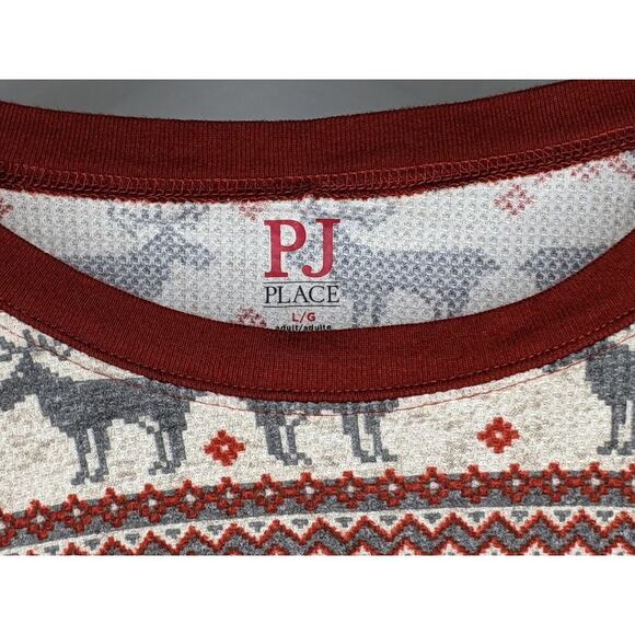 Womens Pajamas Size LARGE Pants And Top Moose Red White Gray Grey Cotton Elastic - Picture 4 of 16